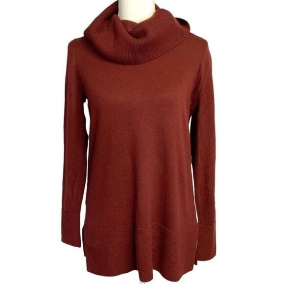 LOFT Sweaters - LOFT Women's Cowl Neck Long‎ Sleeve Pullover Deep Red Maroon Knit Sweater Small